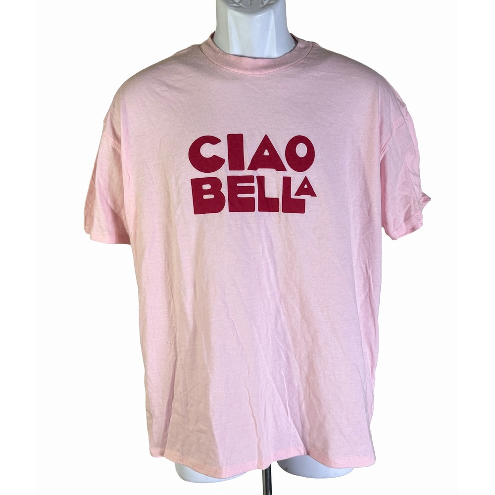 Wild Fable Graphic Tee Womens Medium Pink NEW Ciao Bella Short Sleeve T-Shirt